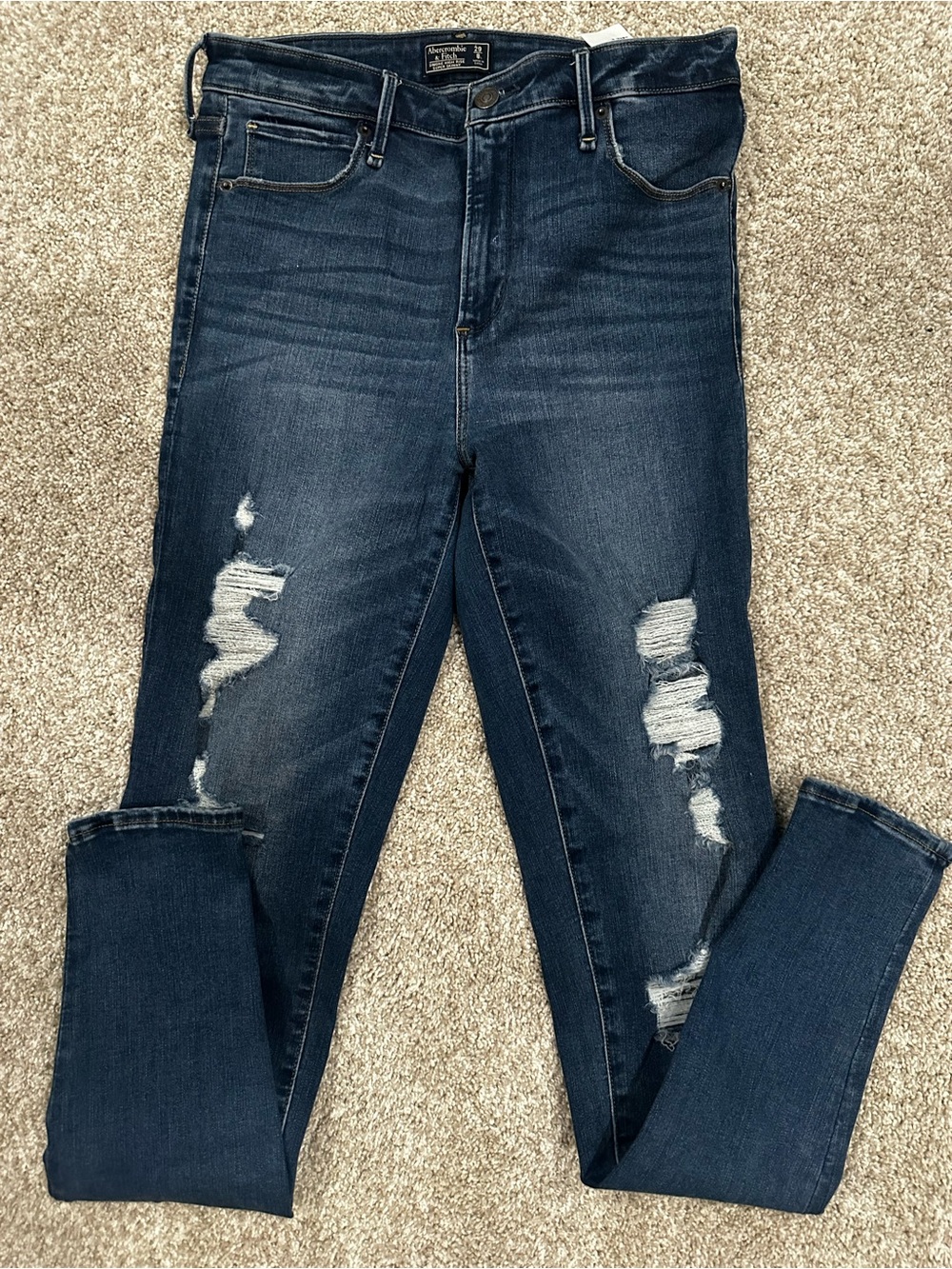 Abercrombie & Fitch Dark Blue Distressed Skinny Jeans